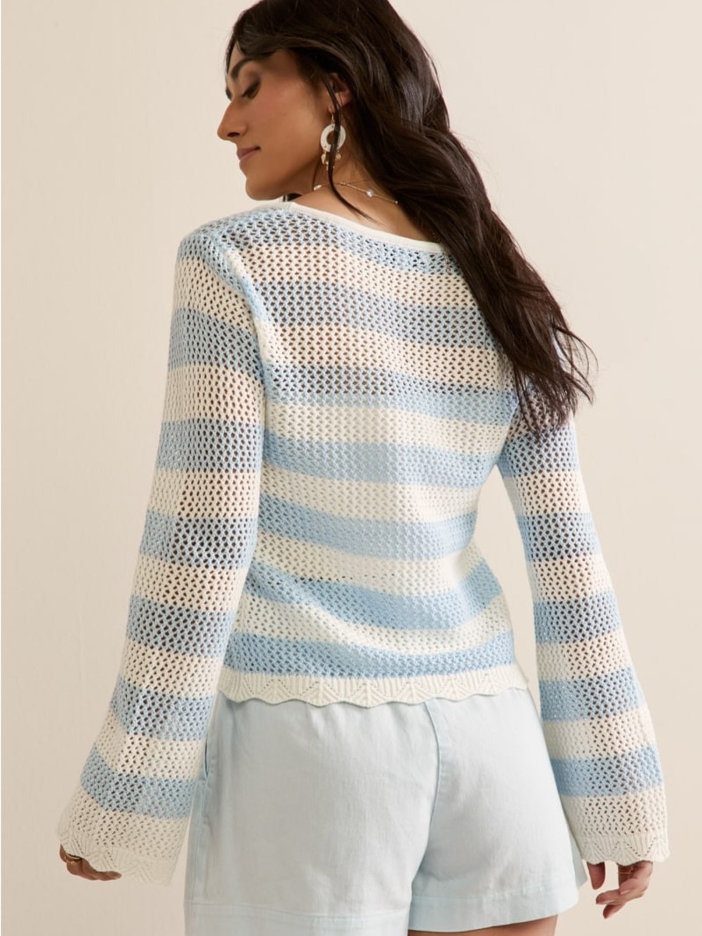 New! Francesca’s Mabel Striped Pullover Sweater blue XS - Picture 2 of 7